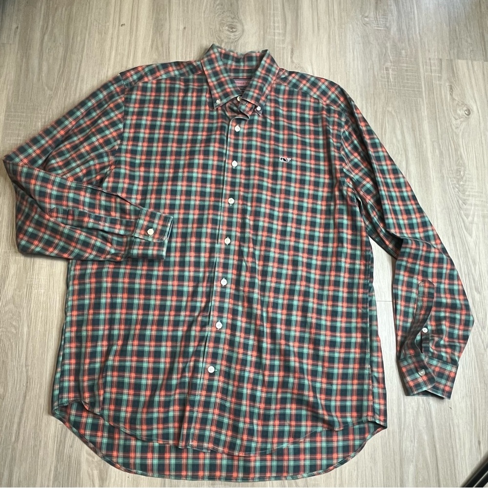 Men's Vineyard‎ Vines Long Sleeve Whale Plaid Button-Down Shirt Sz Medium